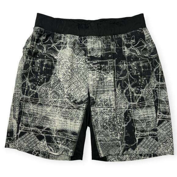 Lululemon T.H.E. Short 9" Liner SIZE L SeaWheeze Black White Lightweight Train - Picture 1 of 12